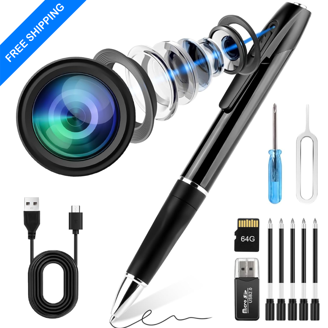Mini Spy Camera Pen 1080P with 64GB Card